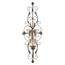 Gold Glass Rustic Candle Wall Sconce, 37" x 13" x 9"